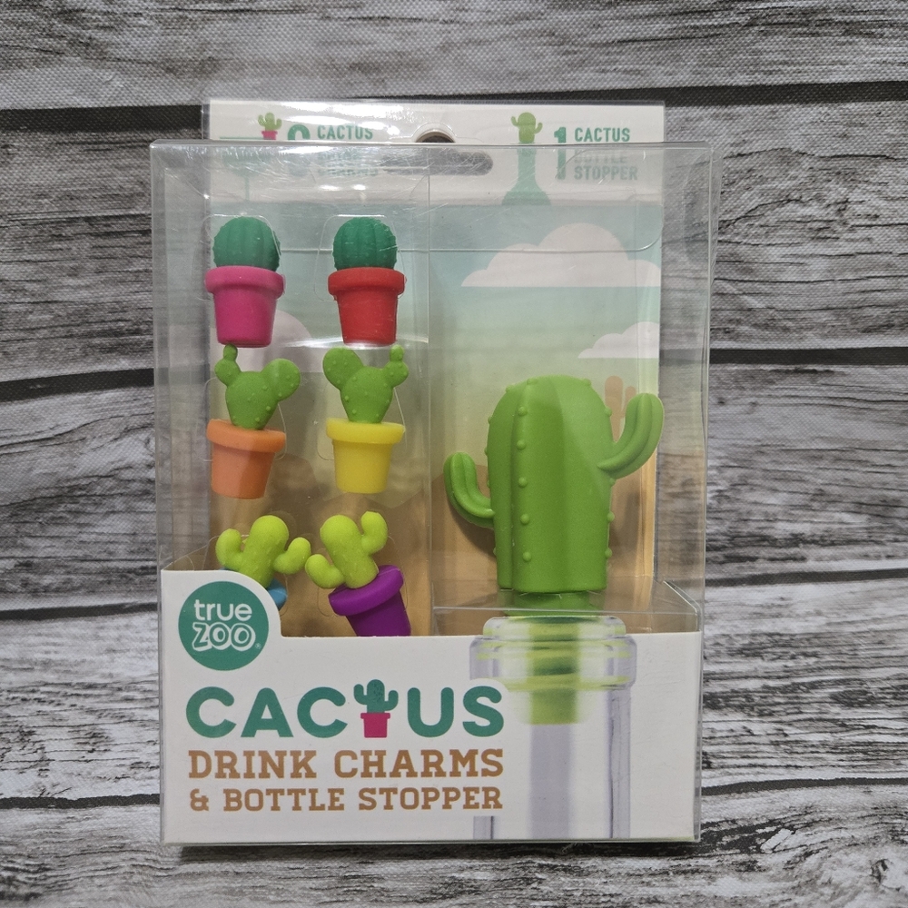 True zoo cactus drink charms and bottle stopper